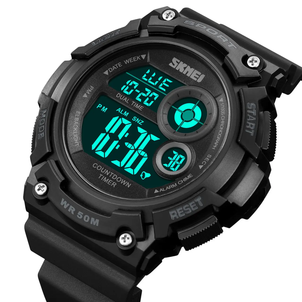 Часы мужские спортивные наручные Skmei 2017 (Черный с черным циферблатом) Винница - изображение 5