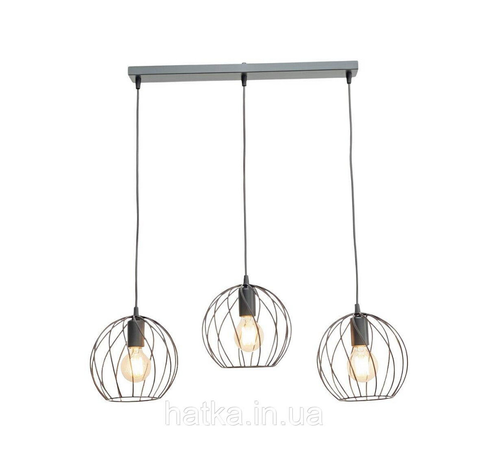 Підвісний світильник на три плафони VALESO TY406-3 Лофт чорний E27 Київ - фото 2