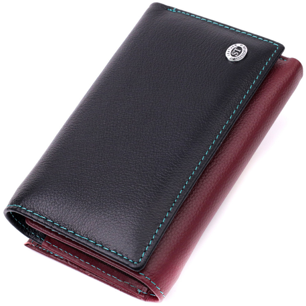 Жіночий шкіряний гаманець у три складання різнокольоровий (ST Leather) Київ - фото 19