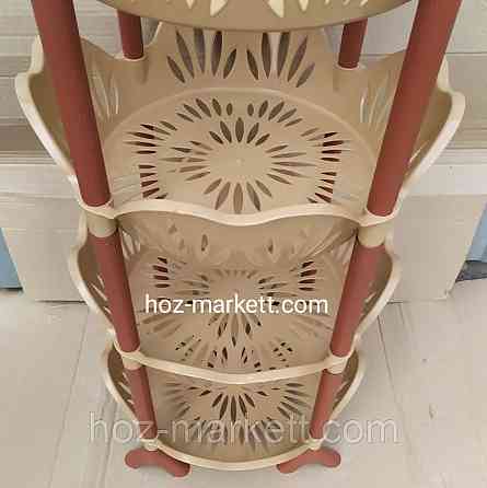 Полка этажерка пластиковая для ванны и кухни бежевая круглая Харьков