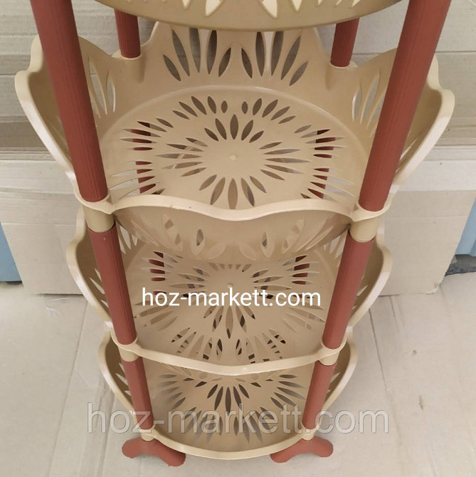 Полка этажерка пластиковая для ванны и кухни бежевая круглая Харьков - изображение 3