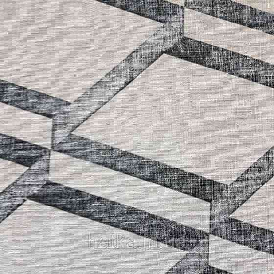 Шпалери вінілові на флізеліновій основі Decoprint BLOOMING BL22733 геометрія ромби сірий з чорними смугами Київ
