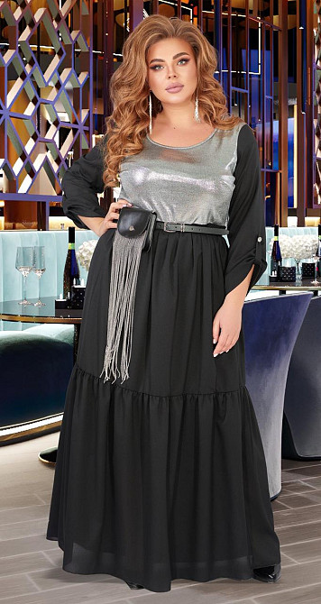 Нарядное черное платье батал (54) Киев - изображение 3