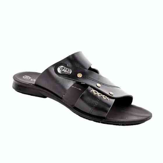 Мужские Шлёпанцы Тапочки Сланцы Чёрные Кожаные (размеры: 41,42,43,44,45) Днепр