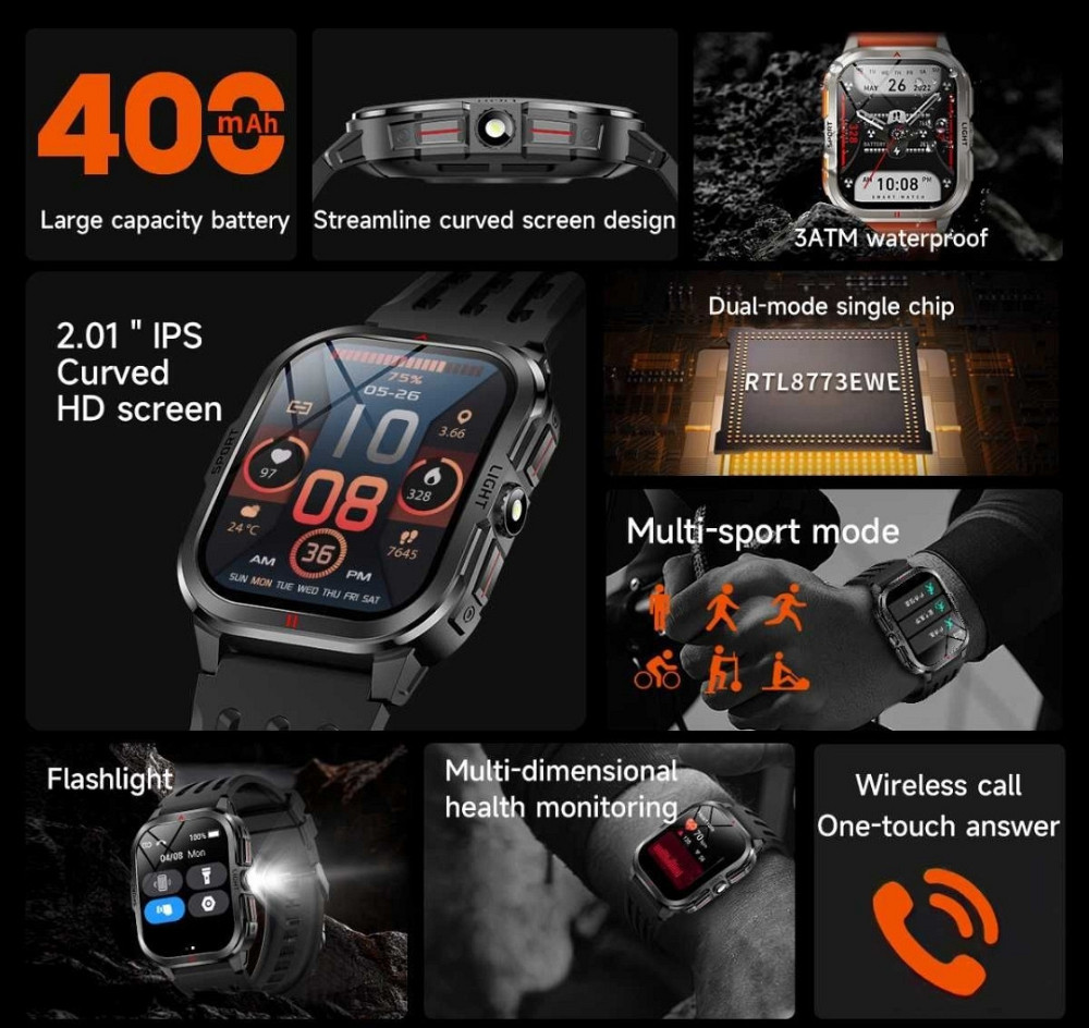 Смартгодинник: DAORKOW MK98. Тактичні, спортивні. Харків - фото 7