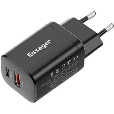 Зарядное устройство Essager 1xUSB + 1xUSB-C PD30W black (ECTPQS-ZTB01) Винница