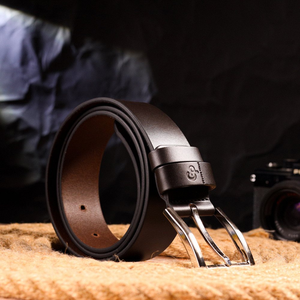 Якісний чоловічий ремінь із натуральної шкіри Grande Pelle 21461 Коричневий Київ - фото 6