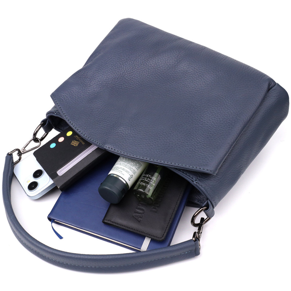 Сумка на плечо из натуральной кожи для женщин Vintage 23009 Синий Киев - изображение 10