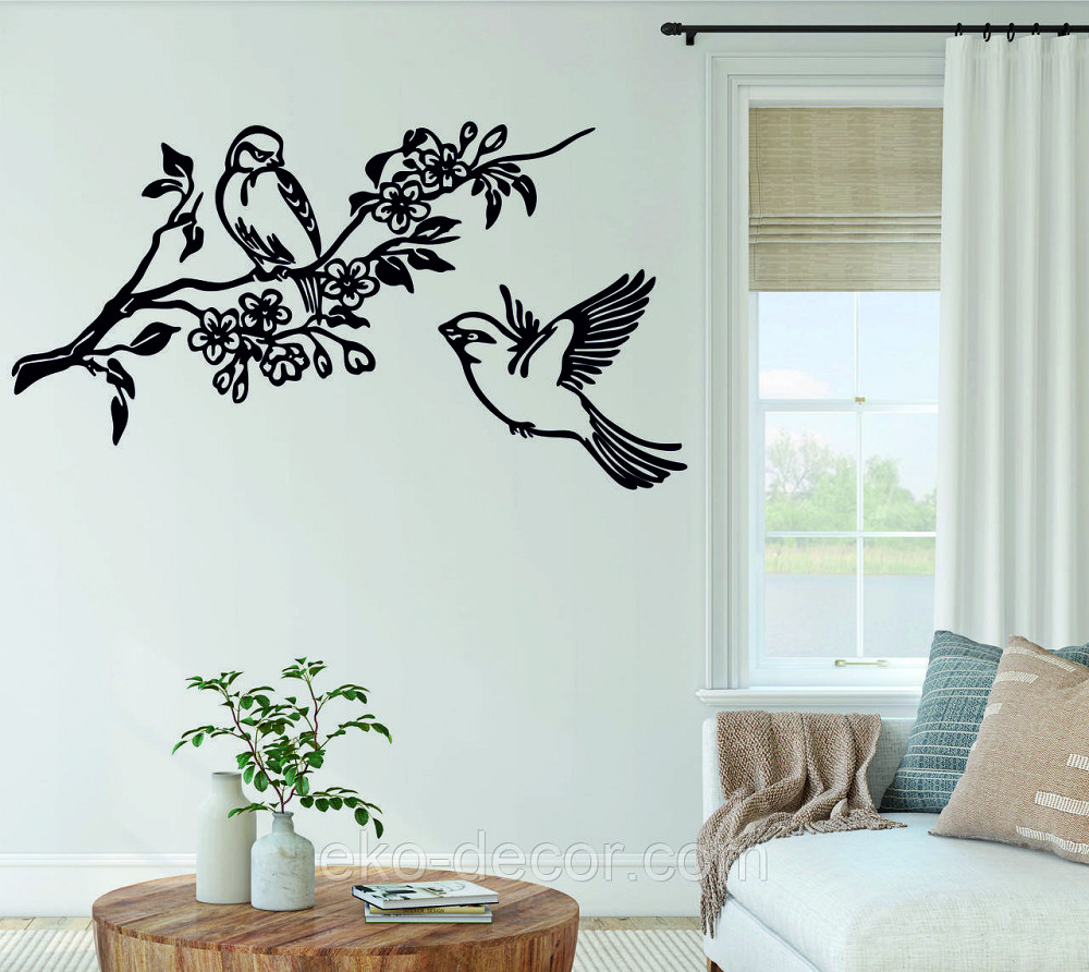 Декоративне настінне Панно «Пташки», Декор на стіну 110*61 см, Чорний Київ - фото 2