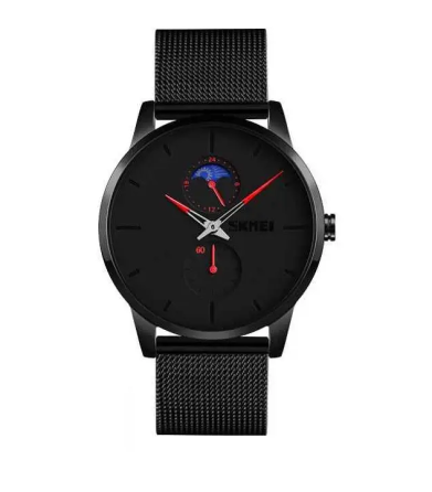 Чоловічий класичний годинник Skmei 9208 (Чорний з червоними стрілками) Київ