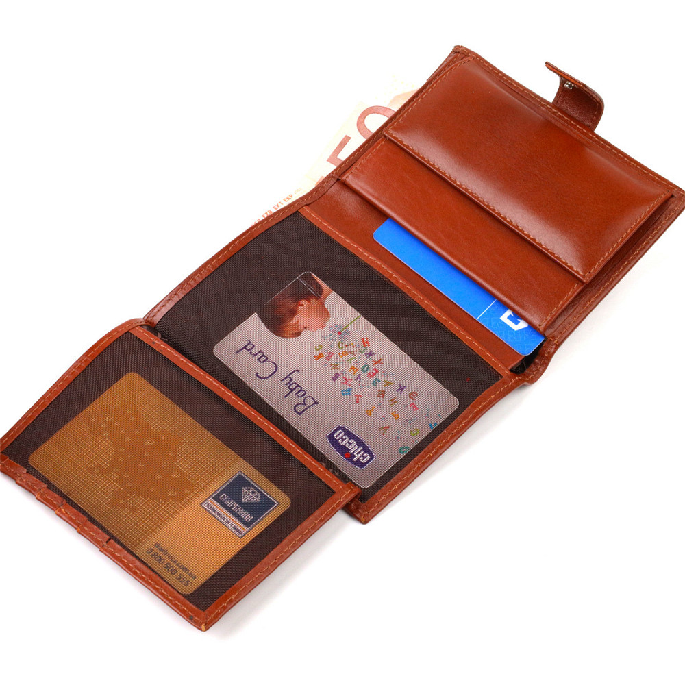 Привабливий вертикальний чоловічий гаманець середнього розміру з натуральної гладкої шкіри CANPELLINI 21858 Коричневий Київ - фото 5