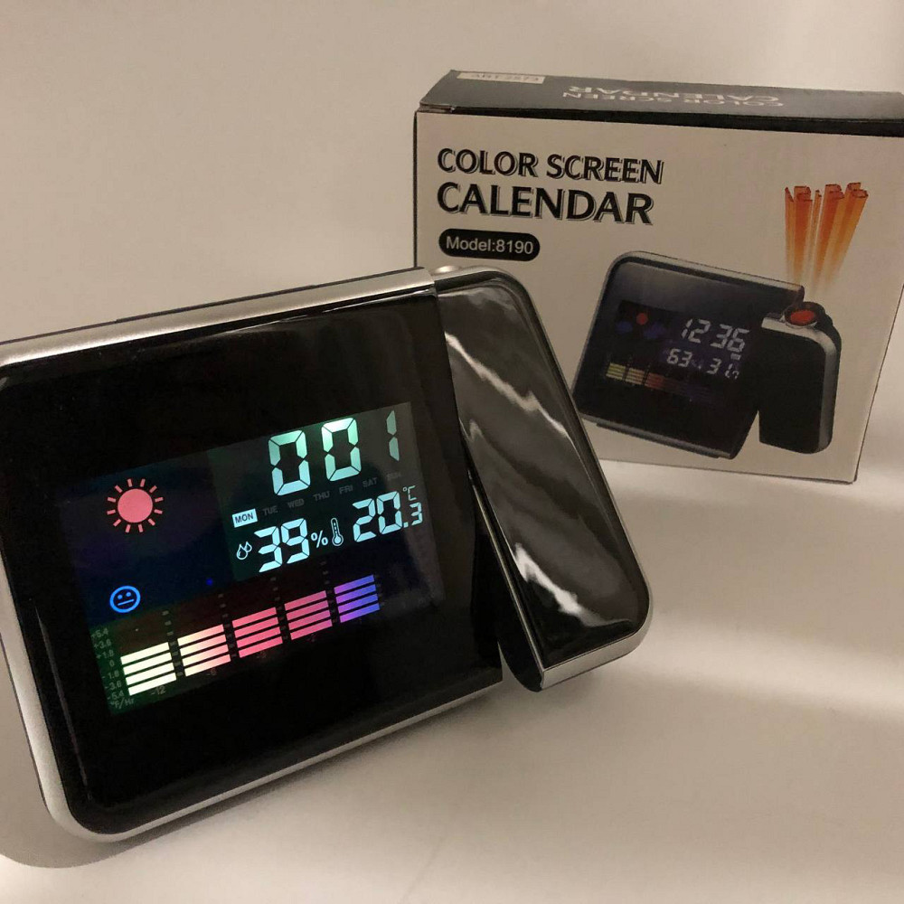 Годинник метеостанція DS-8190 2573 з проектором часу + календар SW-689 з термометром Київ - фото 7