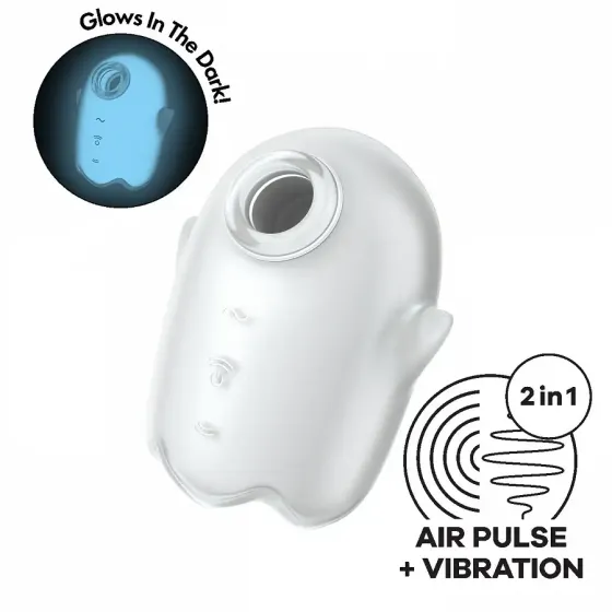 Вакуумний кліторальний стимулятор із вібрацією Satisfyer Glowing Ghost White Львів