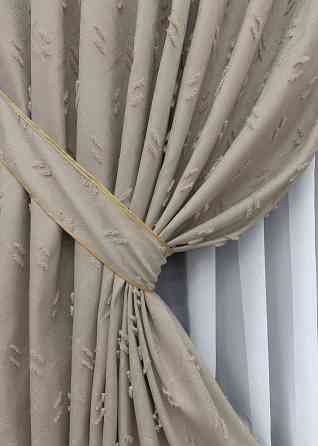 Комплект штор VR-Textil Льон Букле № 1887ш Бежевий 200х270 см 2 шт (32-245) Київ