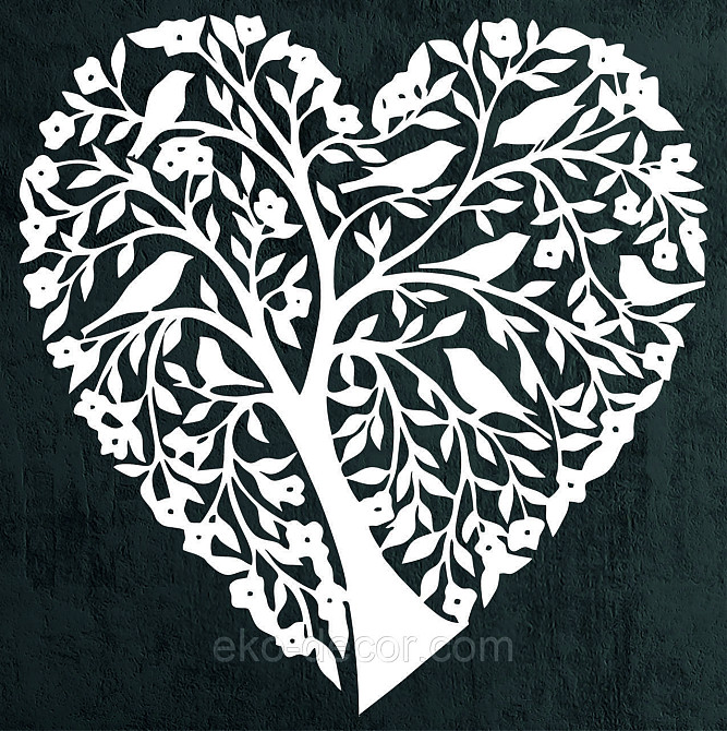 Декоративное настенное 3D Панно «Птицы Сердце» Декор на стену с объемом 50*49 см, Белый Киев - изображение 7