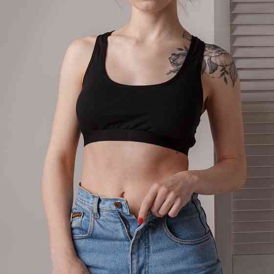 Жіночий бавовняний топік-борцовка Nicoletta 116321 70-75, 80-85, 90-95, Чорний Київ