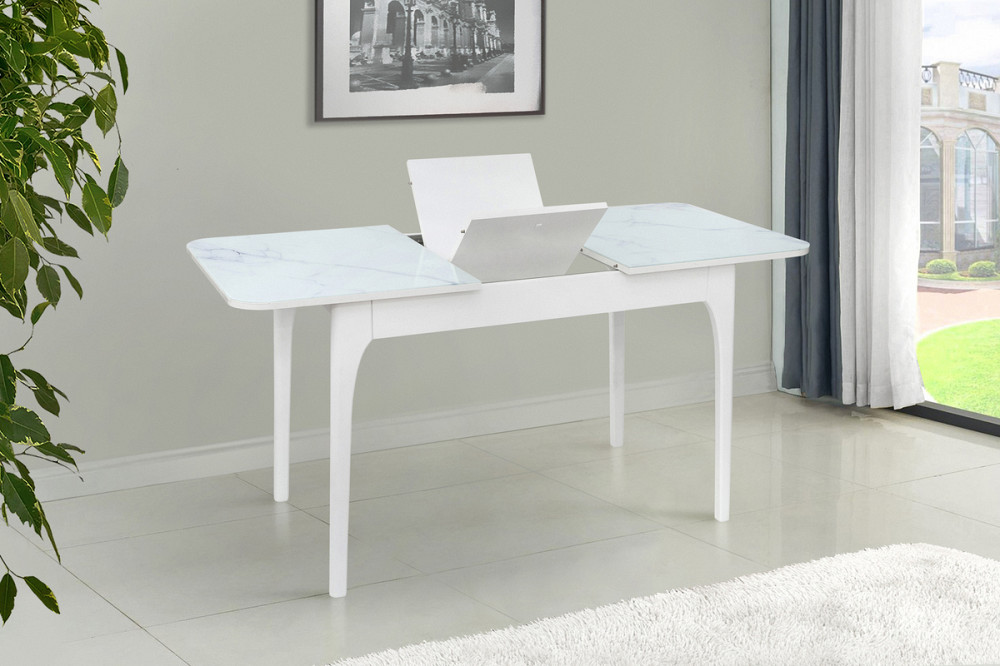 Стіл Фієста (110+35)*70, білий/мрамор білий Київ - фото 4