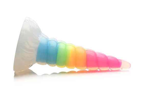 Фентезійний фалоімітатор Creature Cocks Luminescent Rainbow Silicone Dildo, світиться в темряві, 19,6 см Sex Aura Київ
