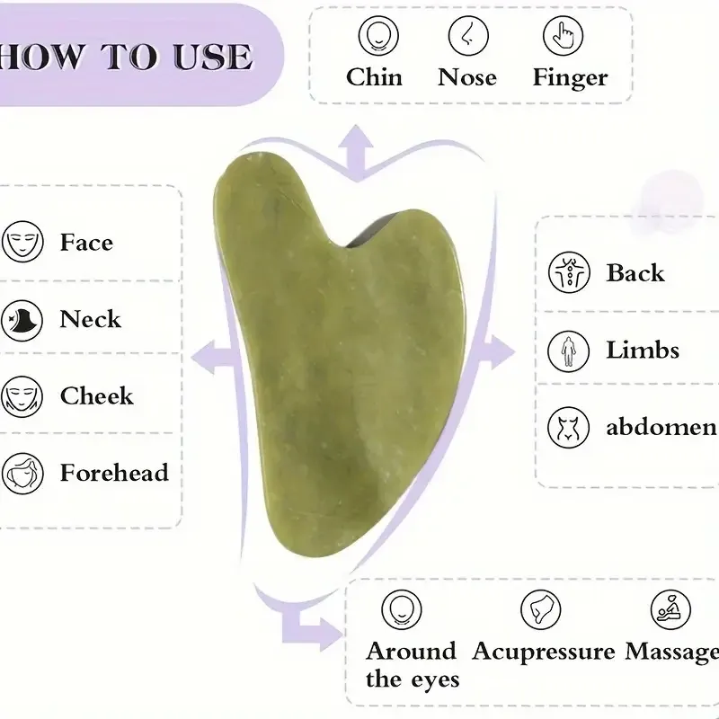 Гуаша-скребок з нефриту 1 шт – акупунктурний масажер для обличчя та тіла, натуральний камінь Київ - фото 3