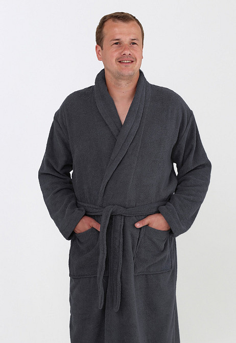 Чоловічий махровий халат Ideal Textile темно-сірий (56860775) Чернівці - фото 2