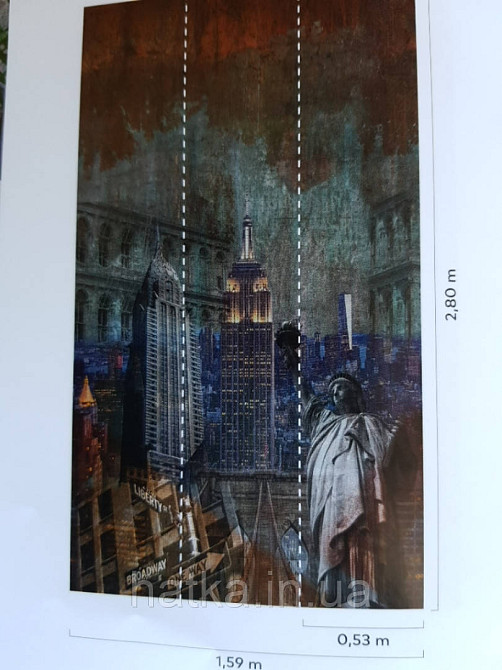 Обои виниловые Grandeco One roll one motif 2 A40201 панно 3д лофт город дома здания памятники надписи Киев - изображение 2