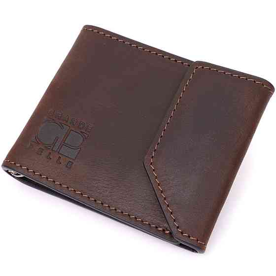 Надійний шкіряний затискач для грошей з тримачем Apple AirTag Коричневий (GRANDE PELLE) Київ