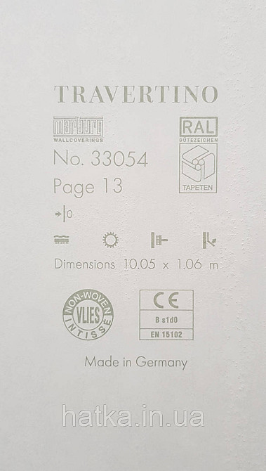 Шпалери вінілові на флізеліні Marburg Travertino 1.06х10 абстракція смуги кори дерева чорні сіро-бежеві Київ - фото 5