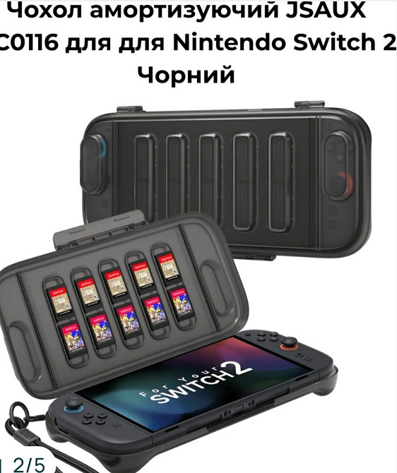 Чехол JSAUX PC0116 амортизирующий для Nintendo Switch 2 Черный. Харьков - изображение 4