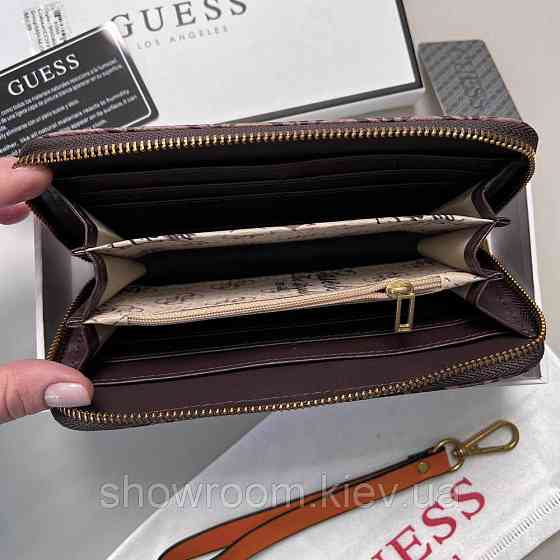 Женский кошелек на молнии Guess (7594) коричневый Киев