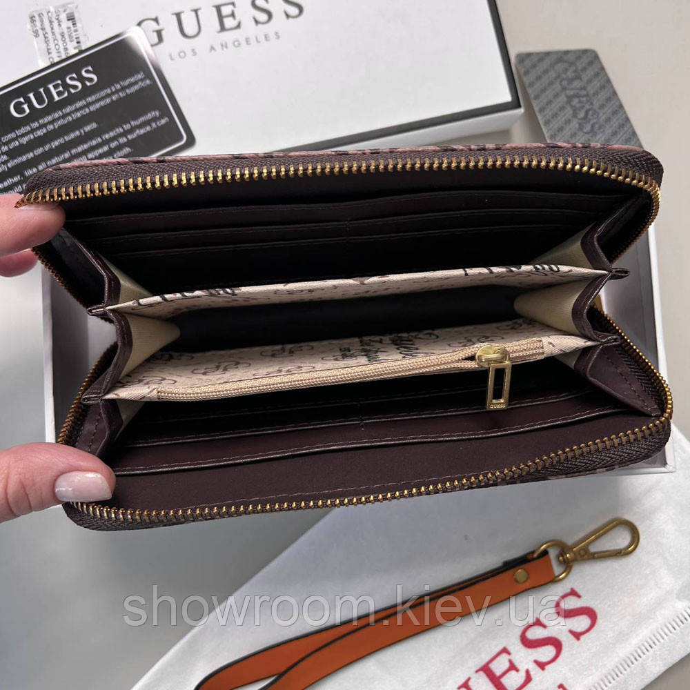 Жіночий гаманець на змійці Guess (7594) коричневий Київ - фото 3
