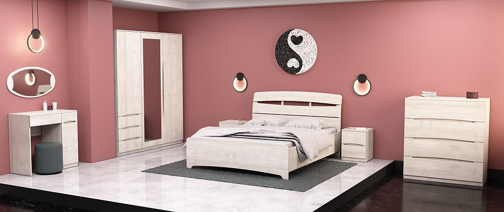 Кровать Дельта двуспальная, Дуб Шамоні Світлий, 2132х1650х1070 Львов - изображение 3