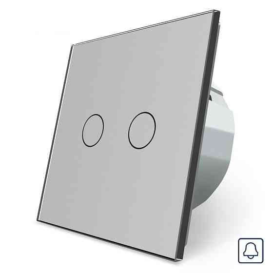 Сенсорна кнопка 2 сенсора Імпульсний вимикач Livolo сірий скло (VL-C702H-15) Коломыя