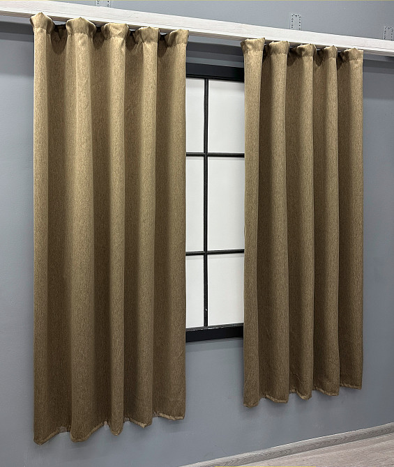 Комплект коротких штор VR-Textil Блэкаут двусторонний Eclipsе № 1795ш Миндальный 130х160 см 2 шт (39-989) Киев - изображение 3
