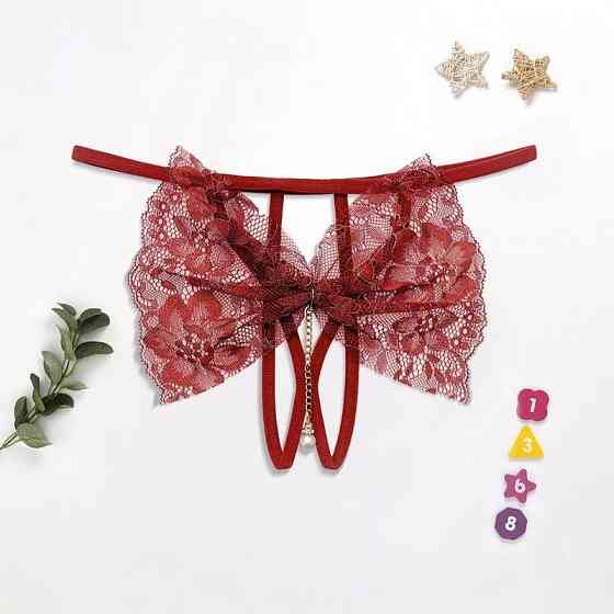 Эротические трусики с доступом универсальный бордовый Киев