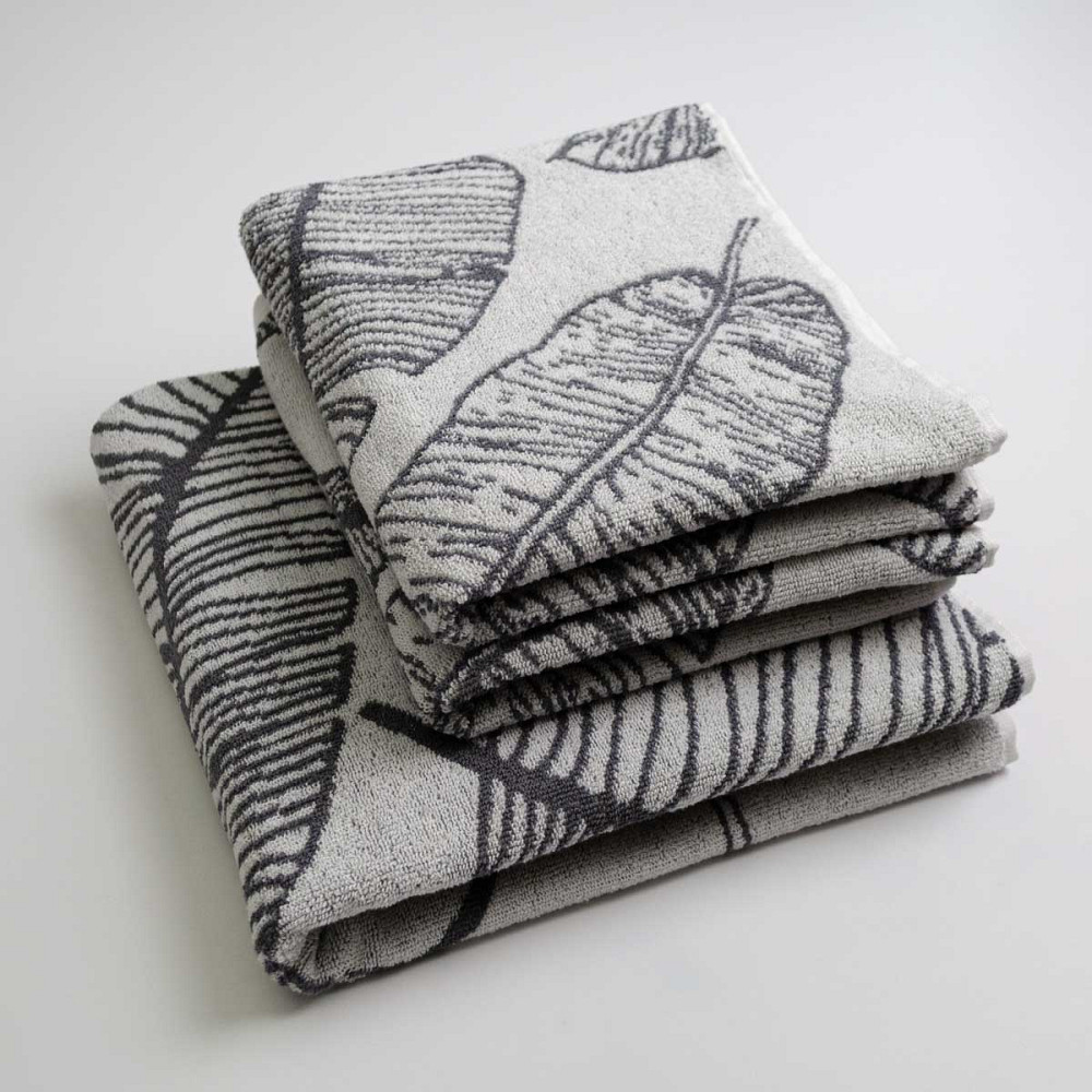 Набор махровых полотенец с рисунком перо 3шт GM Textile 50х90см, 50х90см, 70х140см 400г/м2 (Серый) Сумы - изображение 1