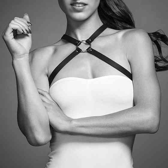 Портупея из экокожи Bijoux Indiscrets MAZE — Cross Chest Harness Black Sex Aura Киев