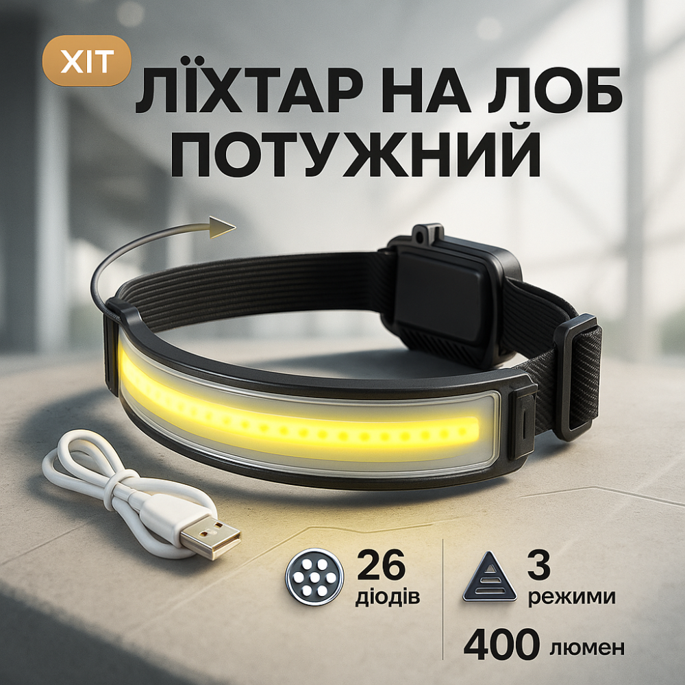 Ліхтарик налобний потужний XQ-T1C COB, Ліхтар на голову для туристів, Ліхтарик на лоб IN-83 Львів - фото 19