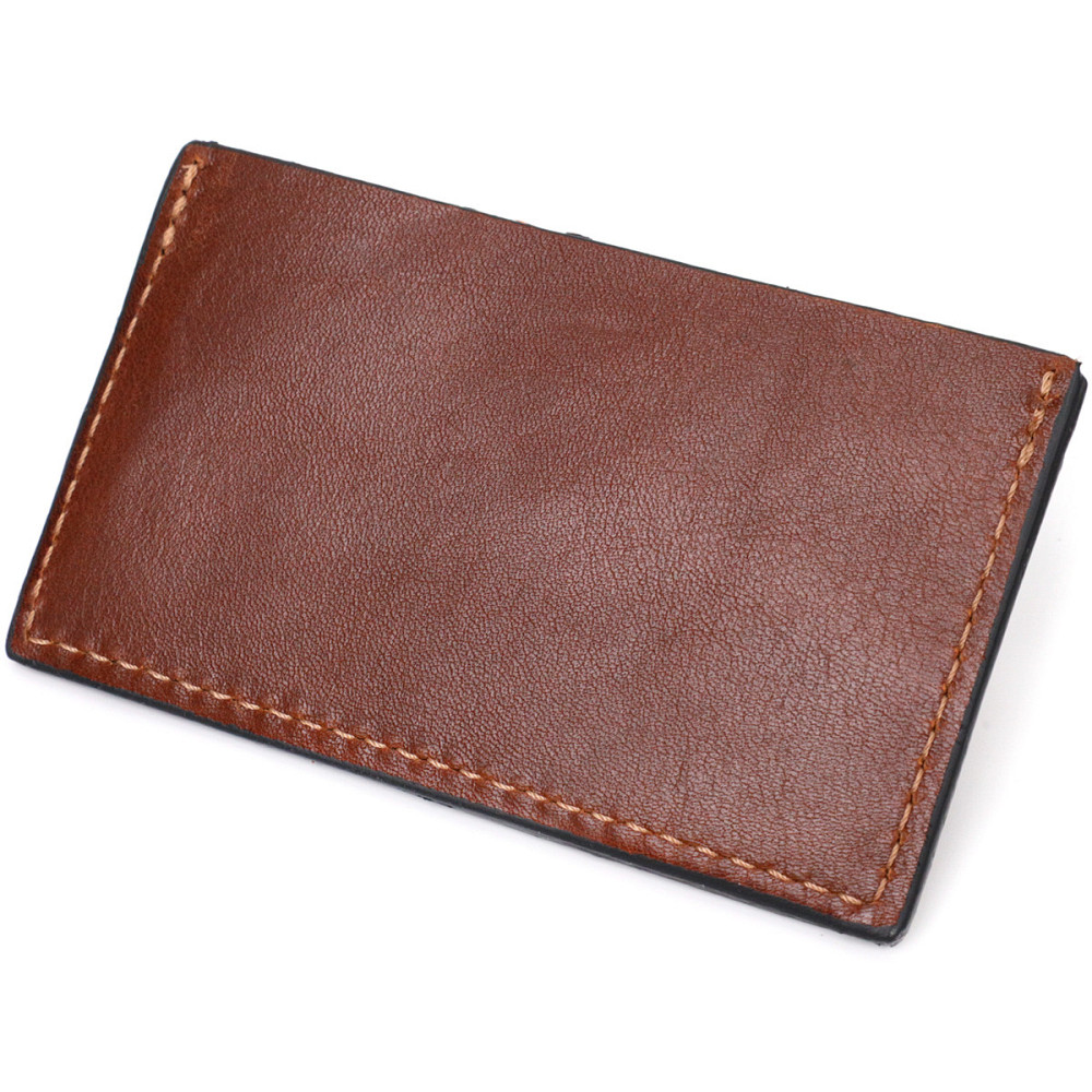 Практичный кард-кейс из натуральной кожи Светло-коричневый (GRANDE PELLE) Киев - изображение 6