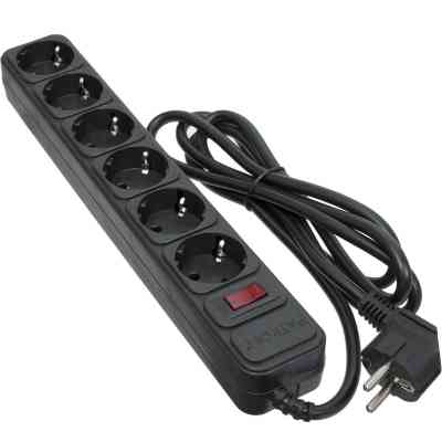 Мережевий фільтр живлення Patron 1.8 m3*1.5mm2 (SP-1662) 6 розеток BLACK (EXT-PN-SP-1662) Вінниця