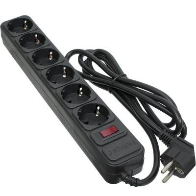Сетевой фильтр питания Patron 1.8 m3*1.5mm2 (SP-1662) 6 розеток BLACK (EXT-PN-SP-1662) Винница - изображение 1