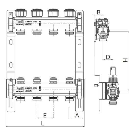 Коллектор с термостатическими и запорными клапанами Roho R805-04 - 1