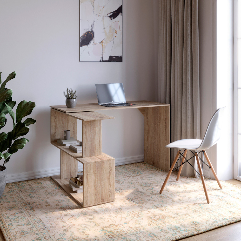 Cтол компьютерный поворотный с полками М-ЗОН Джеко 1200 Сонома (MZN-031032) Львов - изображение 1