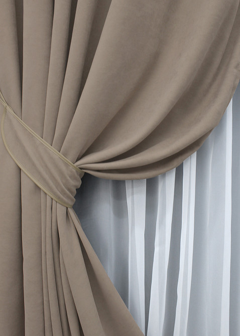 Комплект готовых штор VR-Textil Микровелюр Petek № 1487ш Какао 200х290 см 2 шт (32-461) Киев - изображение 5