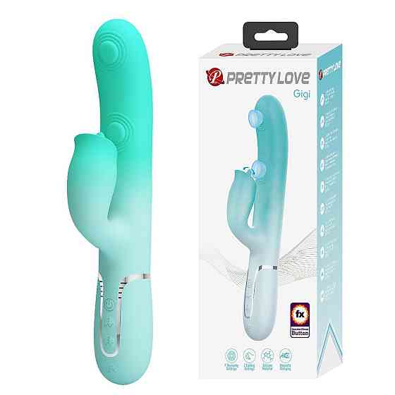 Вибратор-кролик PRETTY LOVE Gigi с стимулятором язычком, голубой, 22.8 х 3.4 см Sex Aura Киев