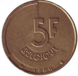 5 франків. 1988 рік, Бельгія (Belgie). Полтава