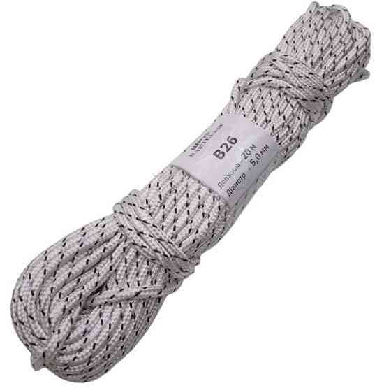 Шнур плетёный с наполнителем B26, 5мм, 20метров, полипропиленовый Днепр