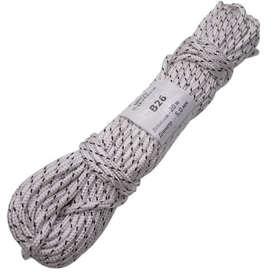 Шнур плетёный с наполнителем B26, 5мм, 20метров, полипропиленовый Днепр - изображение 1