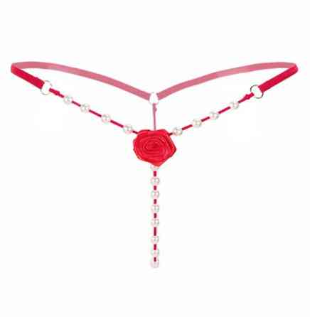 Труси з перлами, червоний - розмір універсальний (на резинці), 15% нейлон, 85% поліестер Київ