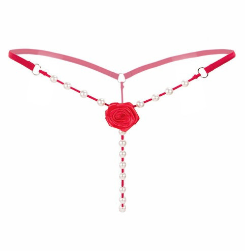 Труси з перлами, червоний - розмір універсальний (на резинці), 15% нейлон, 85% поліестер Київ - фото 1