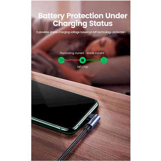 Кабель UGREEN US305 USB-C to Lightning Angled Cable Aluminum Shell Braided 1m(UGR-60763) Николаев